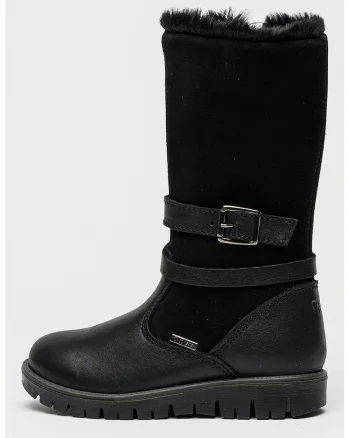 Cizme mid-calf impermeabile de piele si piele intoarsa cu tehnologie Gore-Tex, Negru