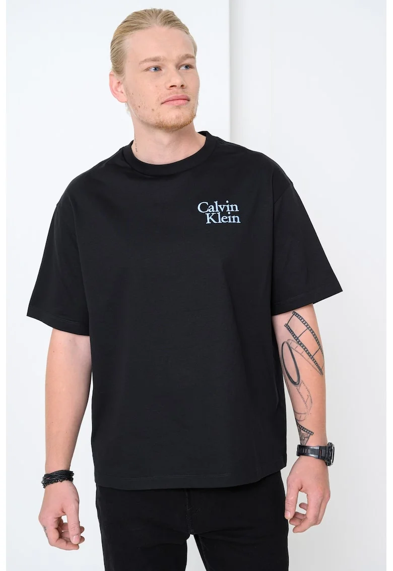 Tricou cu imprimeu logo, Negru