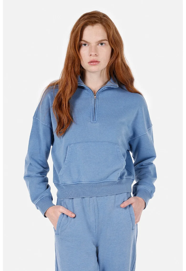 Bluza de trening cu buzunar kangaroo, Albastru pastel