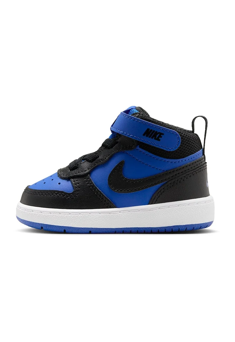 Pantofi sport cu garnituri din piele Court Borough, Negru/Albastru royal