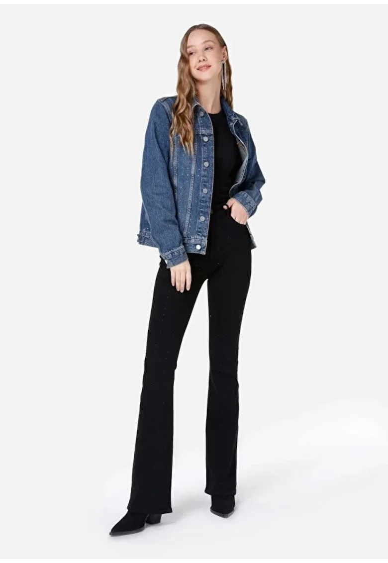 Pantaloni dama,  slim fit, negru,