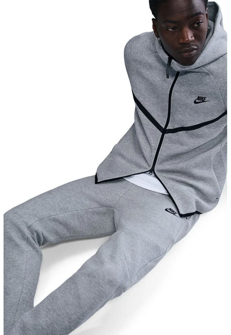 Pantaloni de trening din amestec de bumbac cu talie ajustabilia, Gri deschis melange