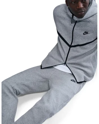 Pantaloni de trening din amestec de bumbac cu talie ajustabilia, Gri deschis melange