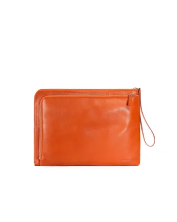 Geanta plic unisex de piele, Portocaliu