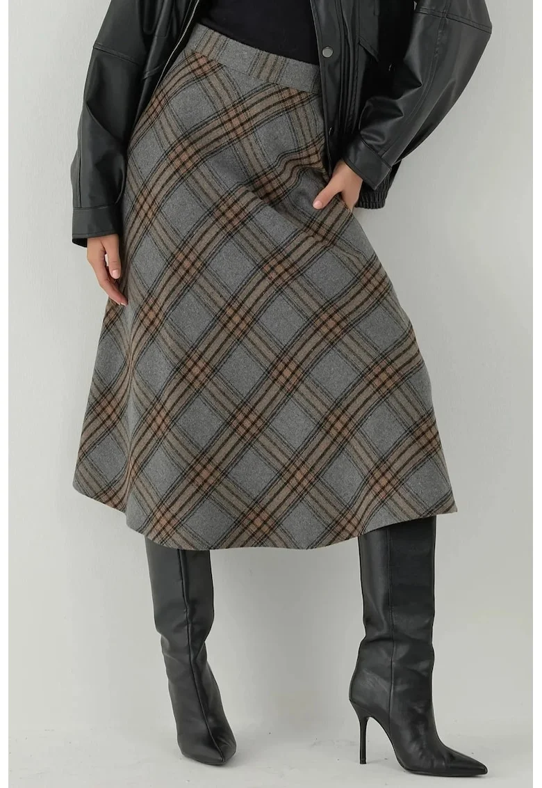 Fuste,  Fusta Maxi A, Gri, Textil