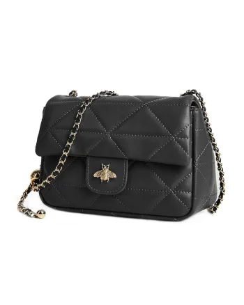 Geanta din piele Marly, Negru, 14x20x8.5