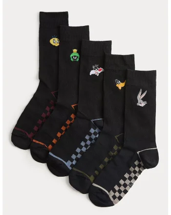 Set de sosete Looney Tunes™ - 5 perechi, Negru/Multicolor