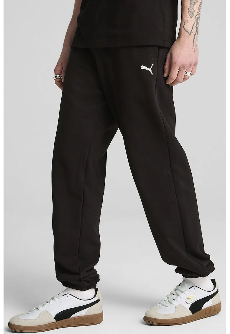 Pantaloni de trening din bumbac cu croiala relaxed-fit, Negru