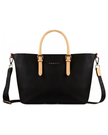 Geanta  Ella shopper, neagra, cu manere si bretea, medie