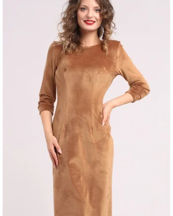Rochie uni cu maneci lungi, Bej