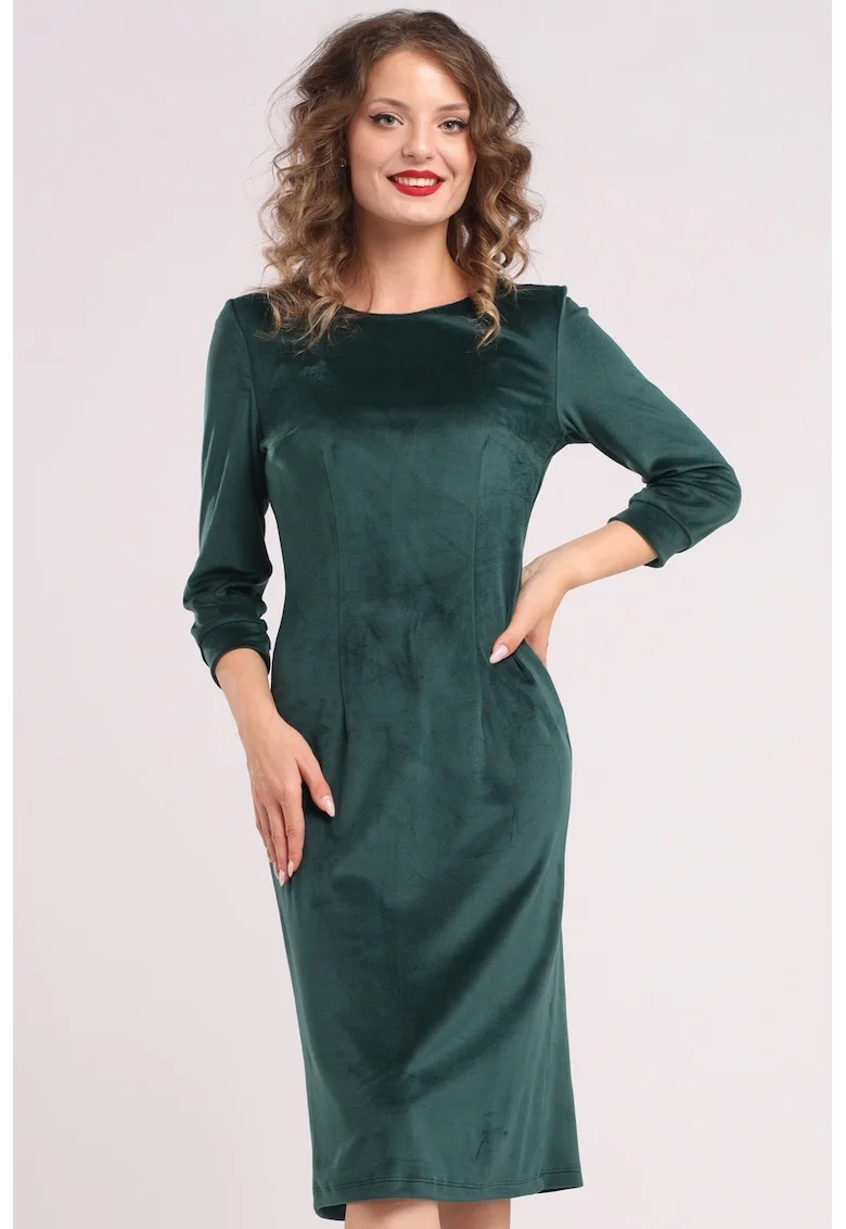 Rochie uni cu maneci lungi, Verde englez