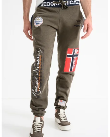 Pantaloni de trening cu aplicatii logo Myer, Kaki