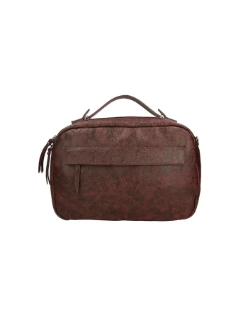 Geanta de piele unisex texturata cu bareta de umar 25599, Visiniu
