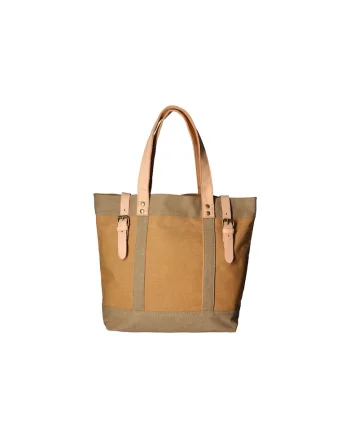 Geanta de umar cu model unisex si garnituri din piele, Caramel