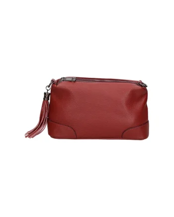 Geanta de piele cu aspect texturat 25475, Rosu inchis