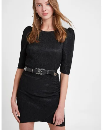 Rochie mini cu maneci bufante, Negru