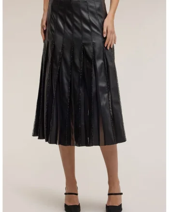 Fusta midi cu pliuri, Negru