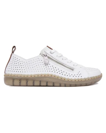 Pantofi dama,  piele naturala, alb, varf rotund,