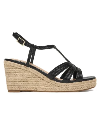 Sandale dama  espadrile, catarama, negru, textil,