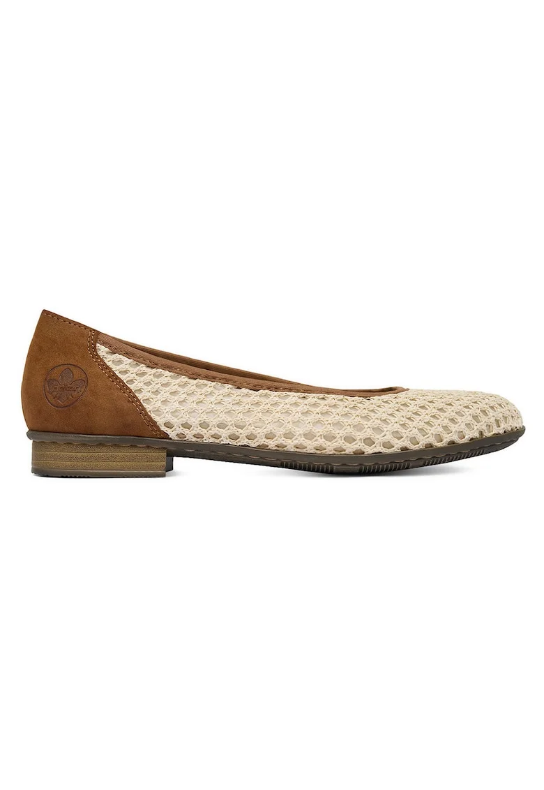 Balerini  bej, piele ecologica, varf rotund,
