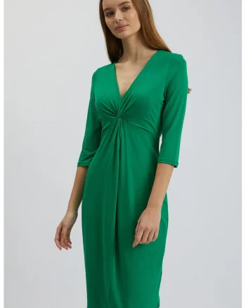 Rochie midi cu model petrecut, Verde