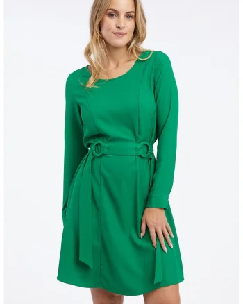 Rochie cu cordon asortat, Verde