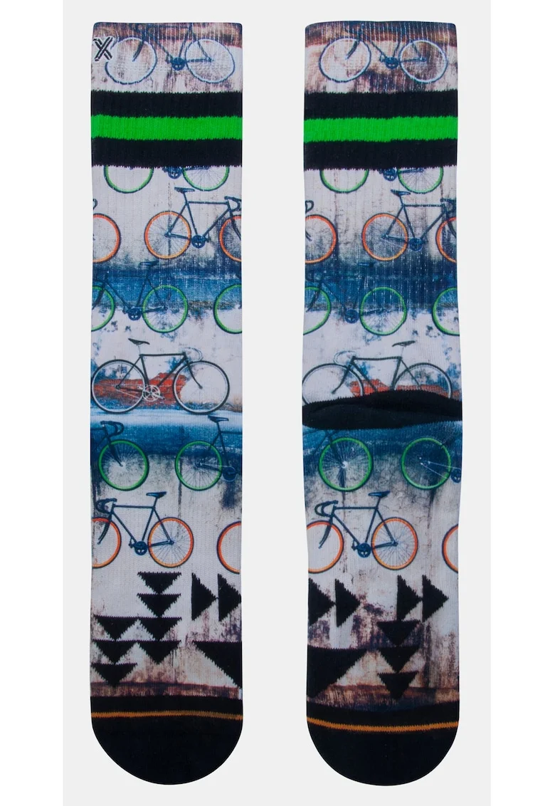 Sosete lungi cu model cu biciclete,