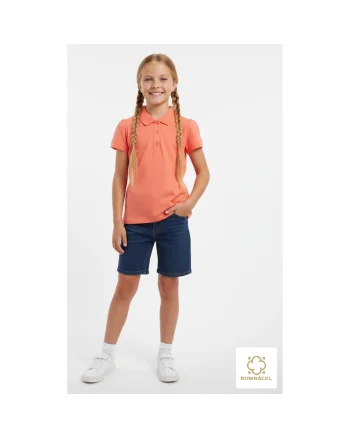 Tricou polo cu maneca scurta din bumbac pentru fete, Portocaliu