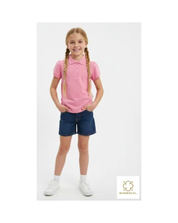 Tricou polo cu maneca scurta din bumbac pentru fete, Roz