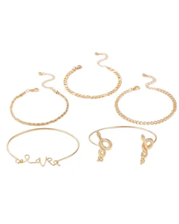Set 5 bratari aurii, cu zale si serpi, Cia C33,