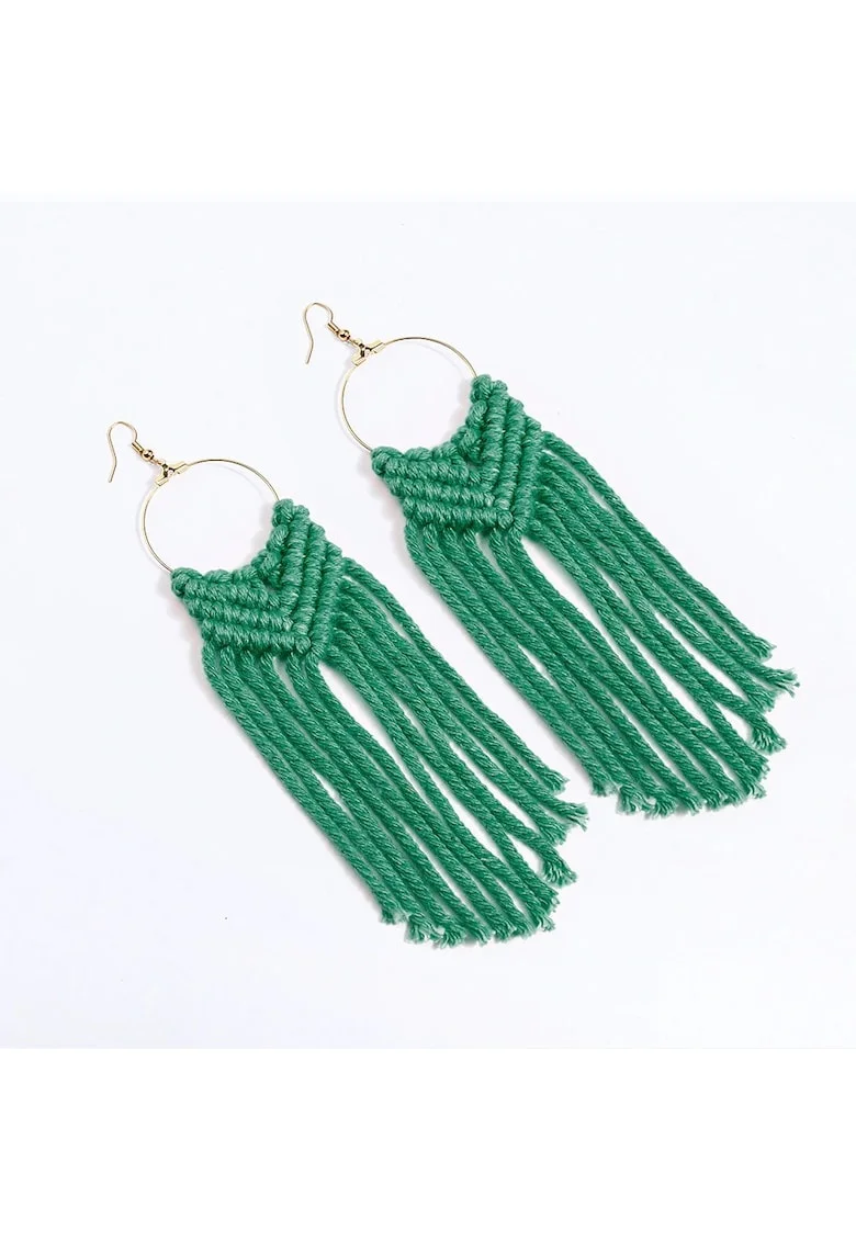 Cercei macrame impletit, verzi, Louiza C2,