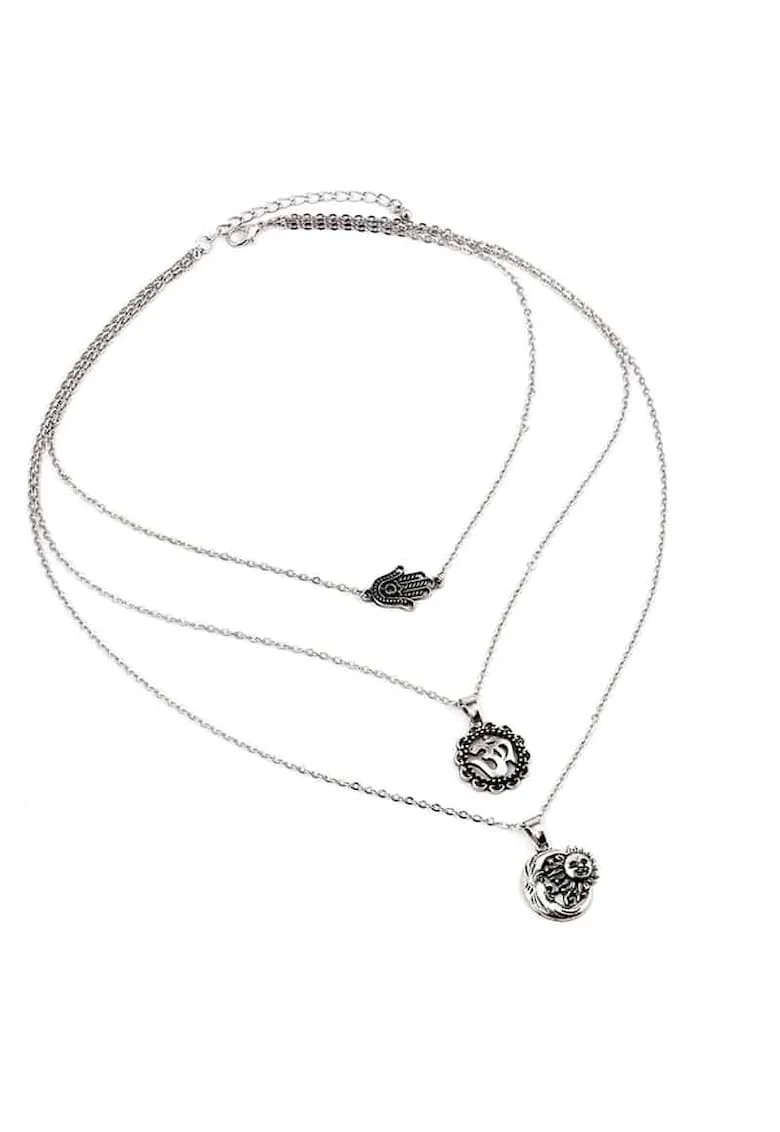 Colier Anrika Silver C11,  Aliaj metalic, Argintiu