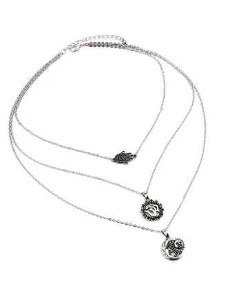 Colier Anrika Silver C11,  Aliaj metalic, Argintiu
