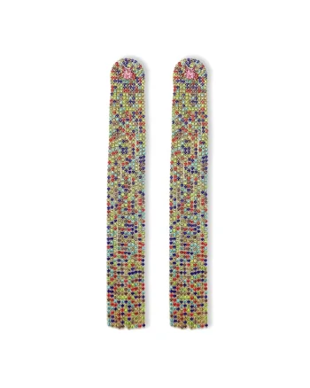 Cercei aurii, lungi, cu pietre multicolore, Rickarda C7,