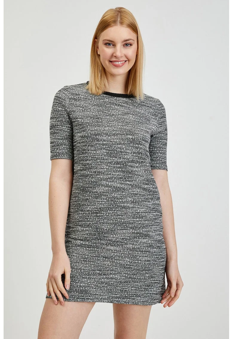 Rochie cu maneci medi, Gri melange