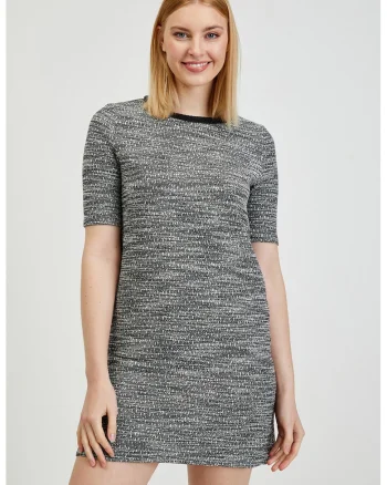 Rochie cu maneci medi, Gri melange