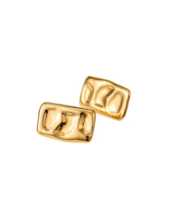 Cercei aurii, cu clips, dreptunghiulari, textura sifonata, Iona C5,