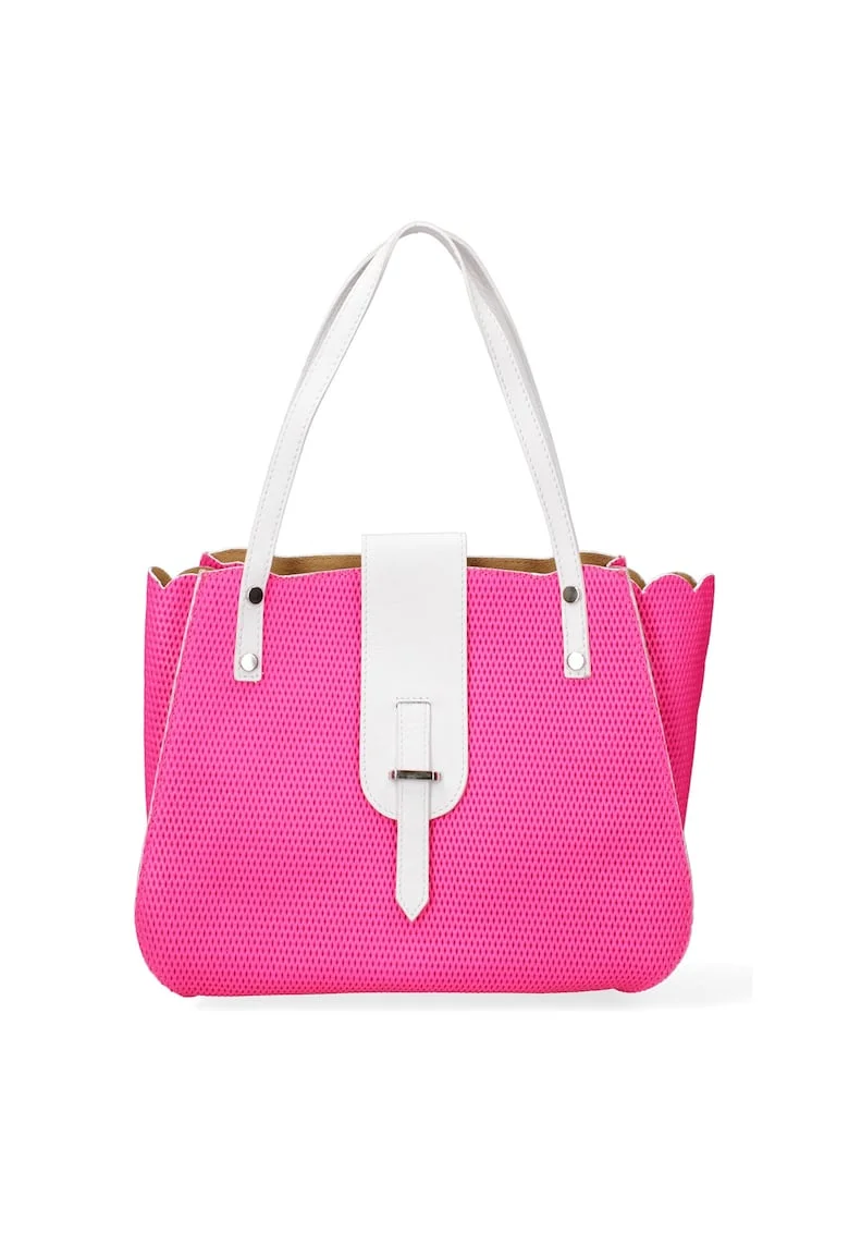 Geanta din piele cu maner, Fucsia