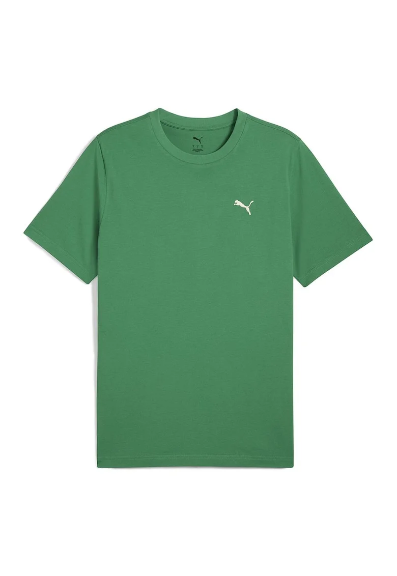 Tricou de bumbac cu decolteu la baza gatului, Verde