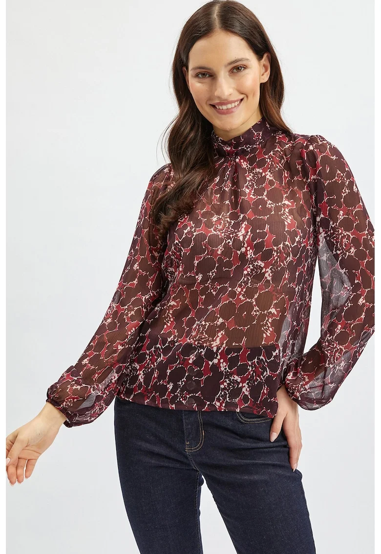 Bluza vaporoasa cu model, Violet tyrian