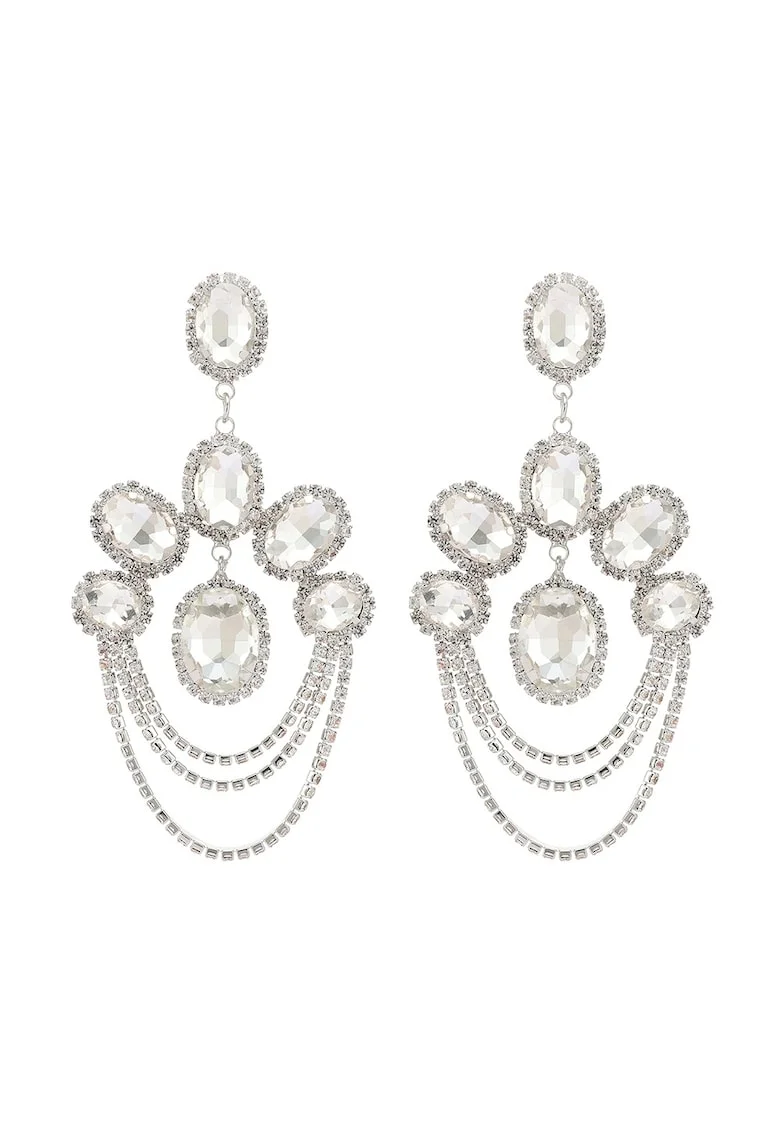 Cercei argintii, stil candelabru, cu pietre, Rhea C8,