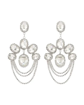 Cercei argintii, stil candelabru, cu pietre, Rhea C8,