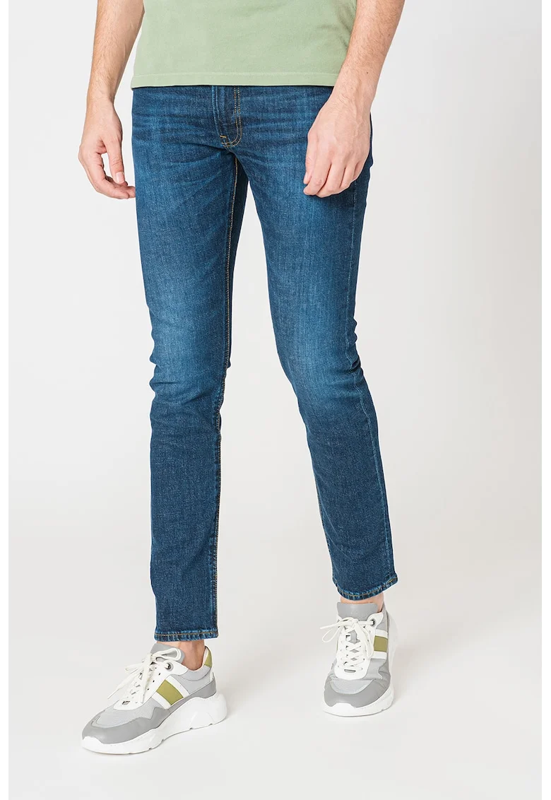 Blugi slim fit cu talie joasa Luke, Albastru inchis