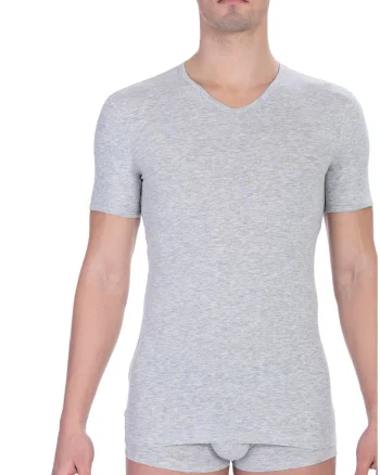 Tricou slim fit cu decolteu in V