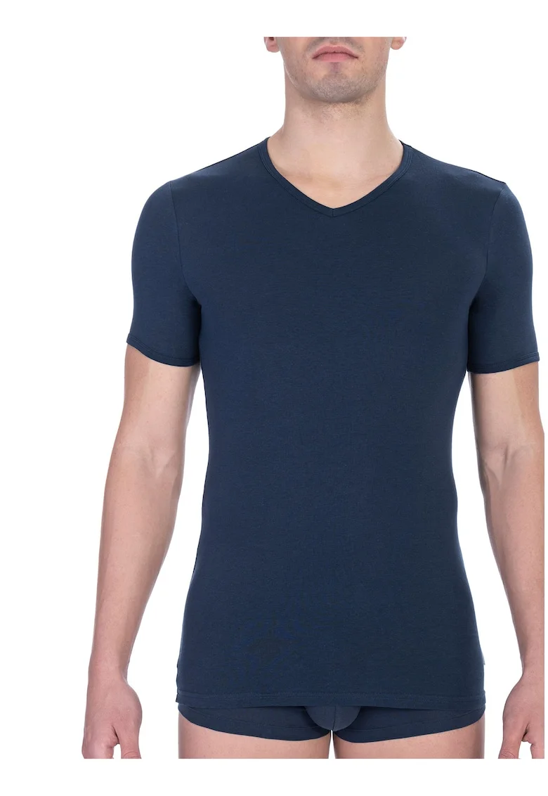 Tricou slim fit cu decolteu in V