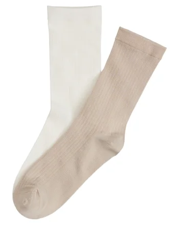 Sosete dama, lungi, 2 perechi, bej-alb, Zabrina