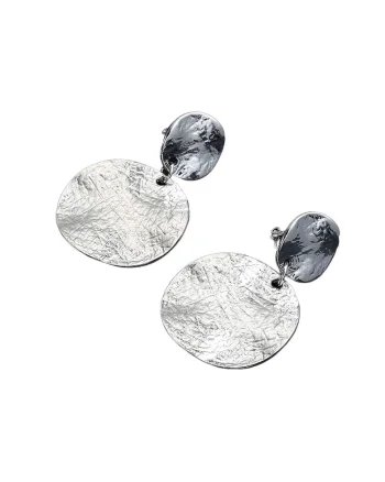 Cercei argintii, cu clips, textura zgariata, Edvia C2,