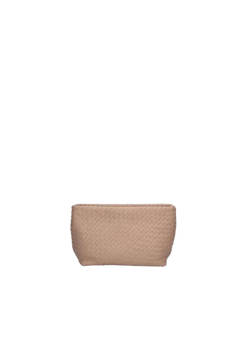 Geanta de piele cu bareta lant, Maro taupe
