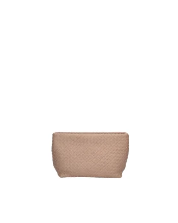 Geanta de piele cu bareta lant, Maro taupe