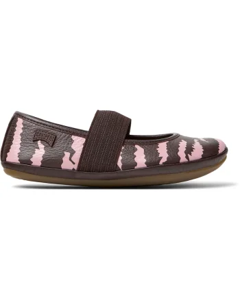 Balerini Mary Jane din piele Right 8493, Maro inchis/Roz pastel